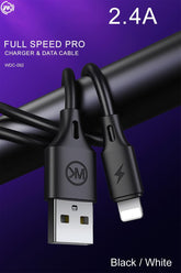 WK WDC-092I  IPH FULL SPEED PRO DATA CABLE FOR LIGHTING   2.4A  (1M) - Black